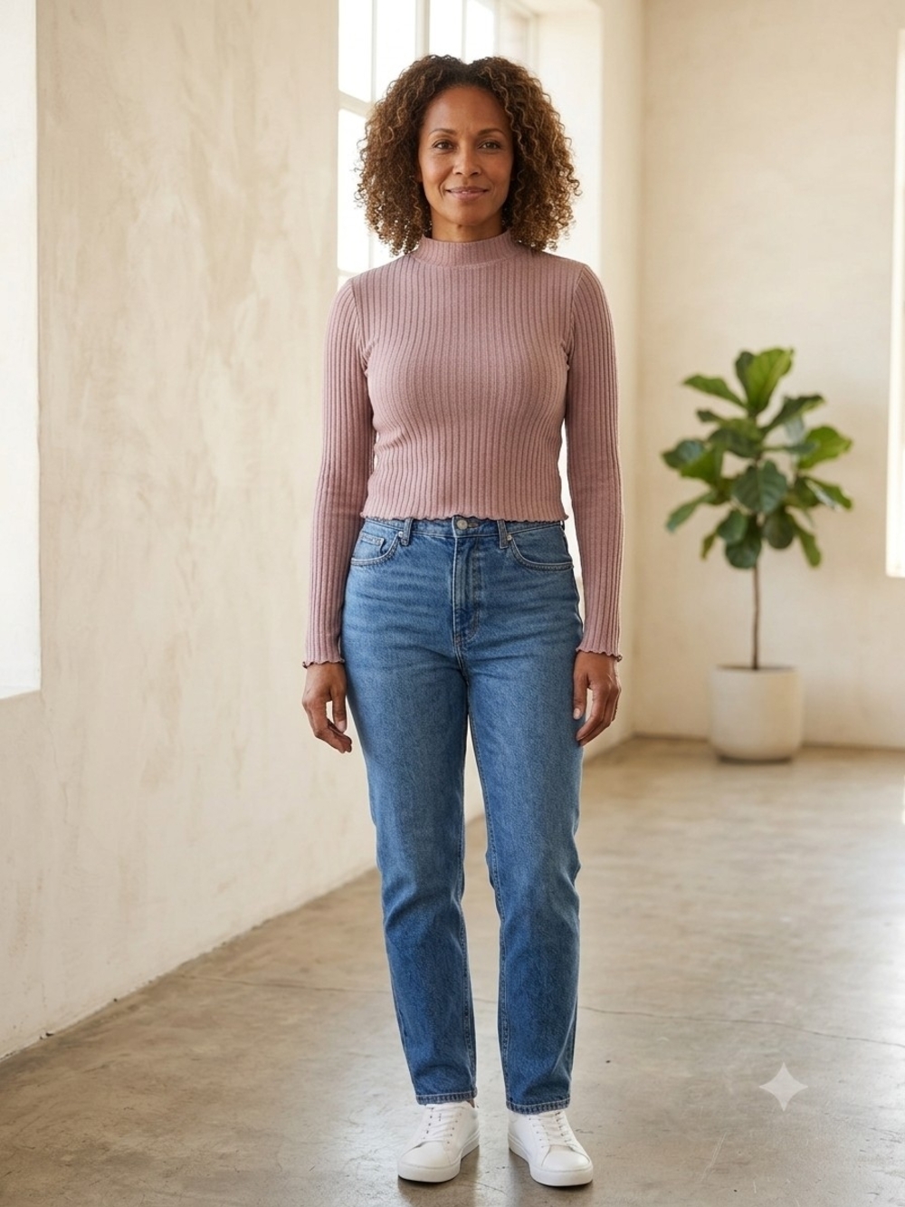 Candie's Rose Ribbed Mock-Neck Long Sleeve Crop Top   WA 135